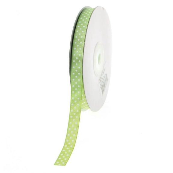 Homeford Swiss Dots Grosgrain Ribbon, 3/8-inch, 25-yard, Apple Green