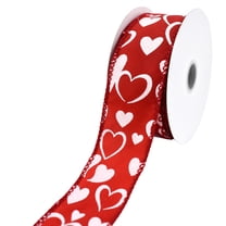 Homeford Valentine's Glittered Hearts Satin Wired Ribbon, 1-1/2-inch, 10-yard, Red