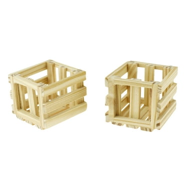 HOMEFORD ESC05 Wooden Craft Slatted Deep Mini Crates, 2-inch, 2-count, Natural