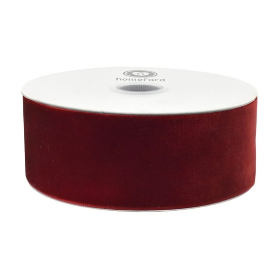 Homeford Woven Vintage Velvet Christmas Ribbon, Dark Red, 1-1/2-inch, 10-yard