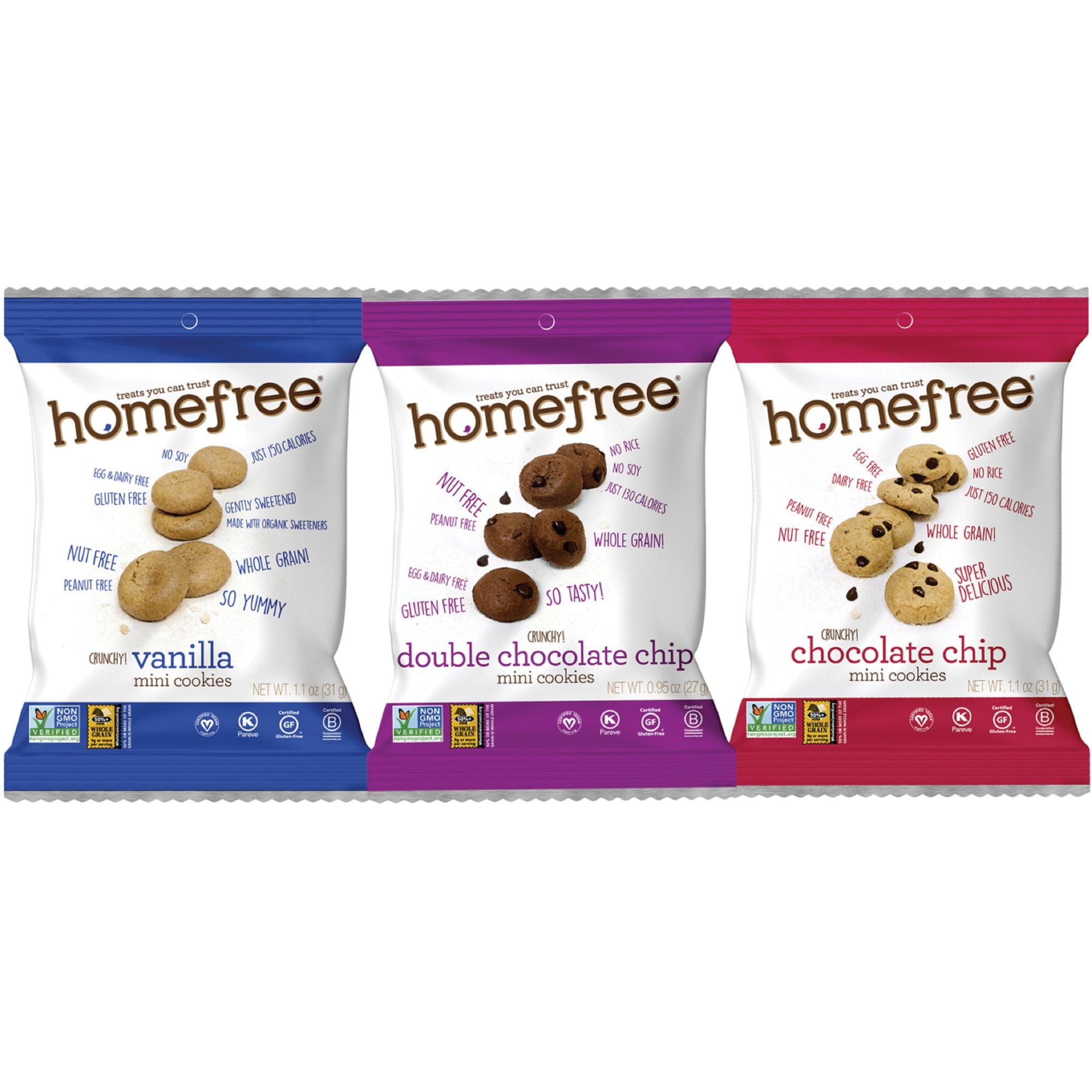 1.1 oz/0.95 oz/1.1 oz Gluten Free Mini Cookies Variety Pack (30/Carton)