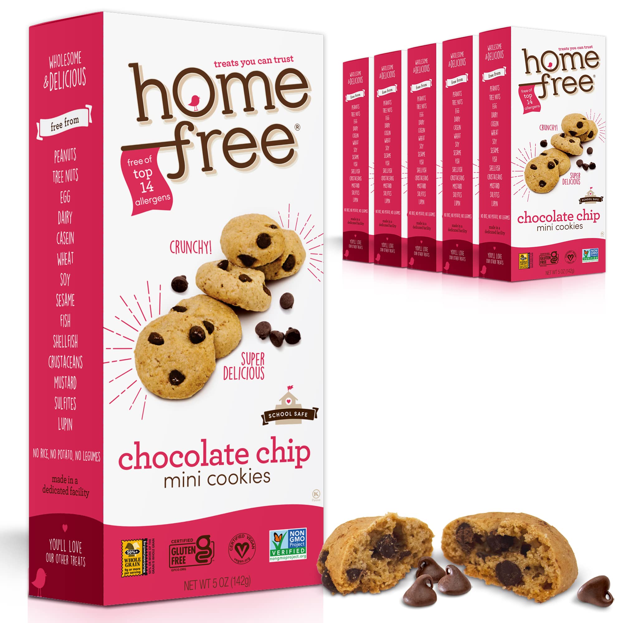 Homefree Mini Chocolate Chip MMF7 Cookies, Gluten Free, Nut Free, Vegan