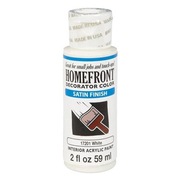 Homefront 17201N Decorator Interior Satin Acrylic Paint 2 Oz, Satin White