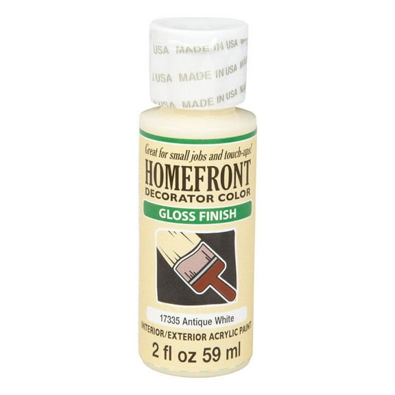 Homefront Paint Acrylic Exterior, Interior, Interior/Exterior Gloss Antique White 2 Oz Pack of 3