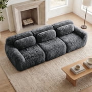 Homefun 114 Modular Sectional Sofa Soft And Fluffy Plush Fabric Full-compression Vacuum Packaging Buckle Connection Home Theater,Dark Grey