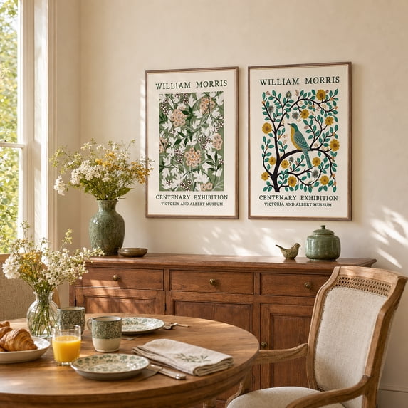 Homefun 2-Piece William Morris Embroidered Wall Art Set - 28
