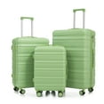 thumbnail image 1 of Homefun 3 Piece ABS Spinner Luggage Set 20 24 28 Inch Matching Color Combination Lock Carry On Suitcase,Green, 1 of 9