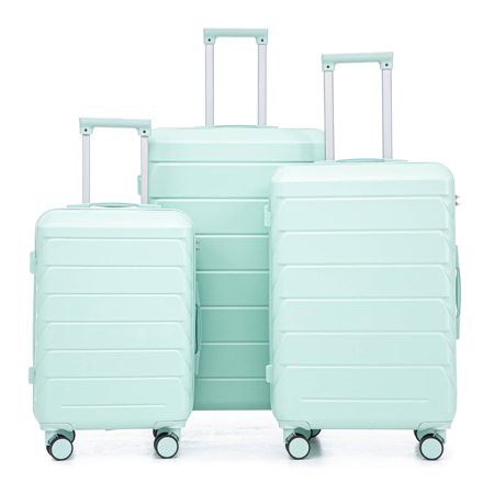 Homefun 3 Piece ABS Spinner Luggage Set 20 24 28 Inch Matching Color Combination Lock Carry On Suitcase,Mint Green