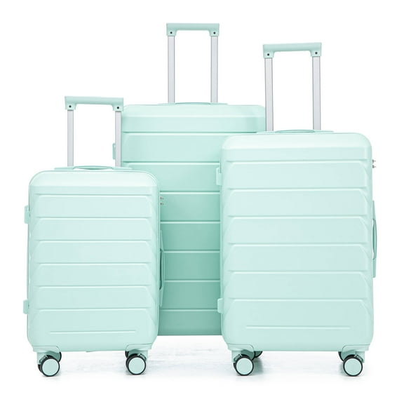 Homefun 3 Piece ABS Spinner Luggage Set 20 24 28 Inch Matching Color Combination Lock Carry On Suitcase,Mint Green