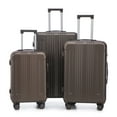 thumbnail image 1 of Homefun 3 Piece ABS Spinner Luggage Set 20 24 28 Inch Matching Color Combination Lock TSA Hardshell Carry On Suitcase,Brown, 1 of 9
