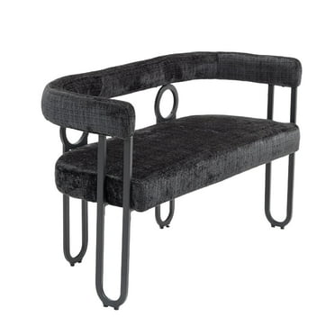Homefun 46" Loveseat 2 Seater Sofa PU/Chenille Fabric Couch with Arms and Metal Legs for Living Room, Home Office, Studio