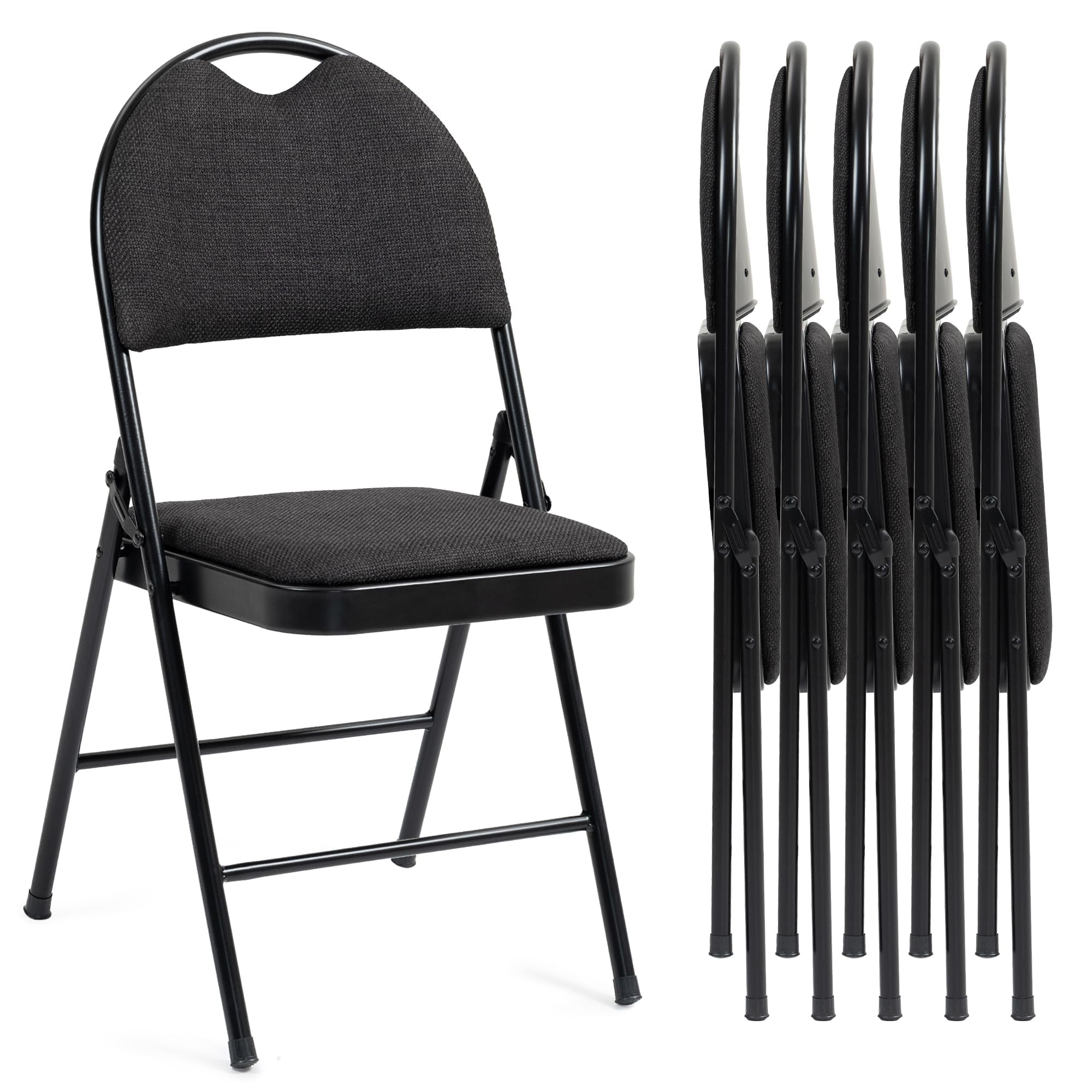 Lorell Padded Seat Folding Chairs - 4/CT Vinyl Seat - Powder