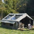 thumbnail image 1 of Homefun 9.8x13ft Quick-Setup Inflatable Camping Tent - 4-Season Waterproof & Windproof Glamping Tent with Hand Pump, Mesh & Chimney Windows, Oxford Cabin Design, 1 of 7