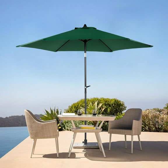 Homefun 9ft Outdoor Patio Umbrella Push Button Tilt Crank Market Umbrella 6 Ribs Heavy Duty for Deck Backyard Pool(No base)