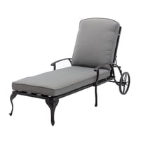 HOMEFUN Chaise Lounge Outdoor Chair with Grey Cushions, Aluminum Pool Side Sun Lounges with Wheels Adjustable Reclining, Patio Furniture Set, Pack of 1(Antique Bronze)
