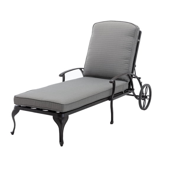 HOMEFUN Chaise Lounge Outdoor Chair with Grey Cushions, Aluminum Pool Side Sun Lounges with Wheels Adjustable Reclining, Patio Furniture Set, Pack of 1(Antique Bronze)