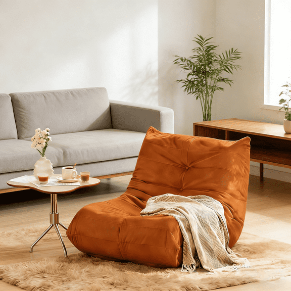 Homefun Bean Bag Chair For Teens with High Back, Comfy Lazy Floor Sofa with Flannelette and Memory Foam