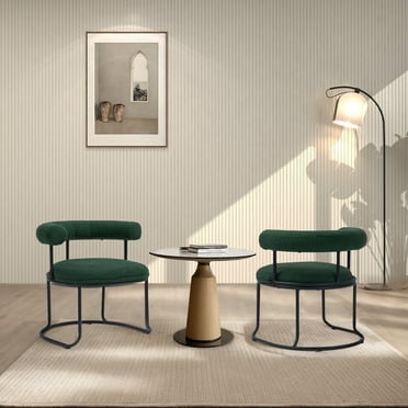 Homefun Boucle Dining Chairs Set of 2, Mid-Century Modern Curved Backrest Chair, Round Upholstered Kitchen Chairs