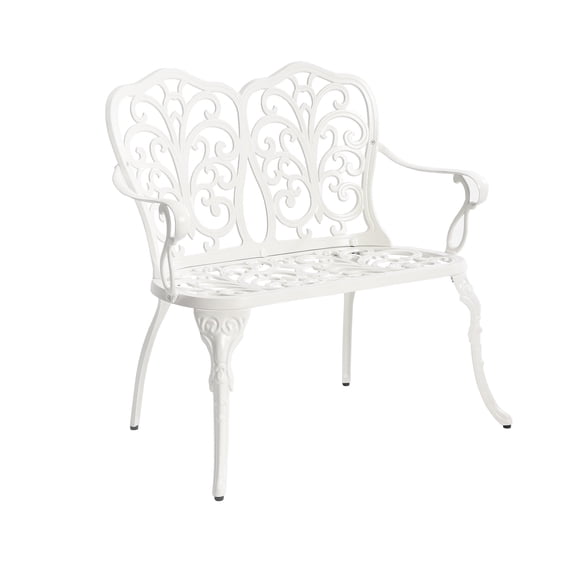 Homefun Cast Aluminium Butterfly Garden Bench, White