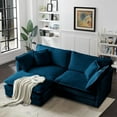 thumbnail image 1 of Homefun Chenille Sectional Sofa Comfy L Shaped Modular Couch with Ottoman Deep Seat Sofa for Living Room,Deep Blue, 1 of 9