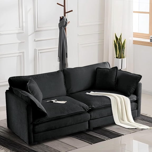 Homefun Chenille Sectional Sofa Comfy Large Size Loveseat Modern 7-Seat Couch Deep Seat Sofa Set for Living Room,Gray