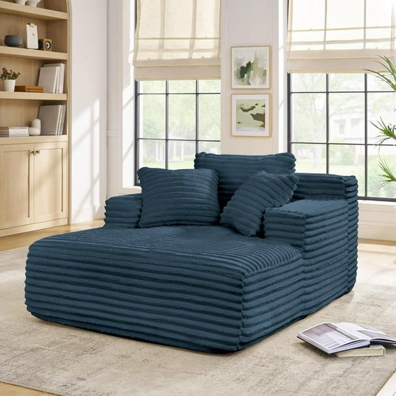Homefun Cloud Couch Chaise Sleeper Sofa Bed Space Saving Lazy Plush Corduroy Deep Seat Lounge Living Room Bedroom