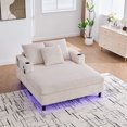 thumbnail image 1 of Homefun Corduroy Oversized Recliner Sofa Bed with Deep Seat 3 Pillows,USB,RGB LED Light Strip,Cup Holder, Side Pocket, 1 of 9