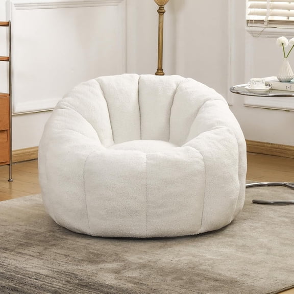 Homefun Giant Bean Bag Chair,Bean Bag Sofa Filled with High Density Foam,Teddy Shell Shape for Bedroom,Living Room