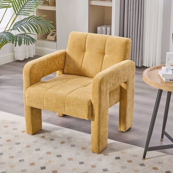 Homefun Modern Armchair Minimalist Nordic Padded Upholstered Accent Chair Living Room Bedroom Office Seating,Yellow