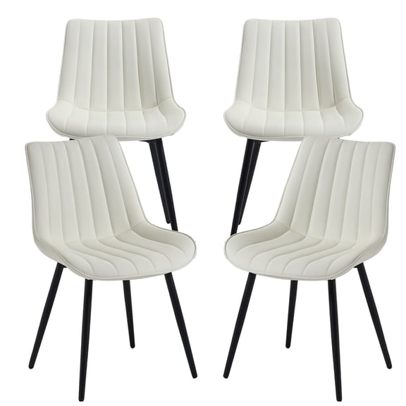 Homefun Modern Dining Chairs Set of 4 Upholstered with Thick Cushions Metal Legs,for Kitchen Living room,White