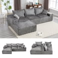thumbnail image 1 of Homefun Modular L-Shape Floor Sofa No Assembly Chenille Fabric Sectional Sofas Indoor Seating, 1 of 7