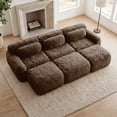 thumbnail image 1 of Homefun Modular Sectional Sofa Soft And Fluffy Plush Fabric With Ottoman No Assembly Buckle Connection Home Theater,Chocolate, 1 of 12