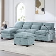 thumbnail image 1 of Homefun Chenille Modular U Shape Sectional Sofa With Chaise Lounge Storage Ottoman USB Phone Mount,Living Room, 1 of 10
