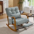 thumbnail image 1 of Homefun Corduroy Rocking Chair Wood Frame with Footrest Adjustable Back Storage Pocket for Nursery Living Room,Mint Green, 1 of 7