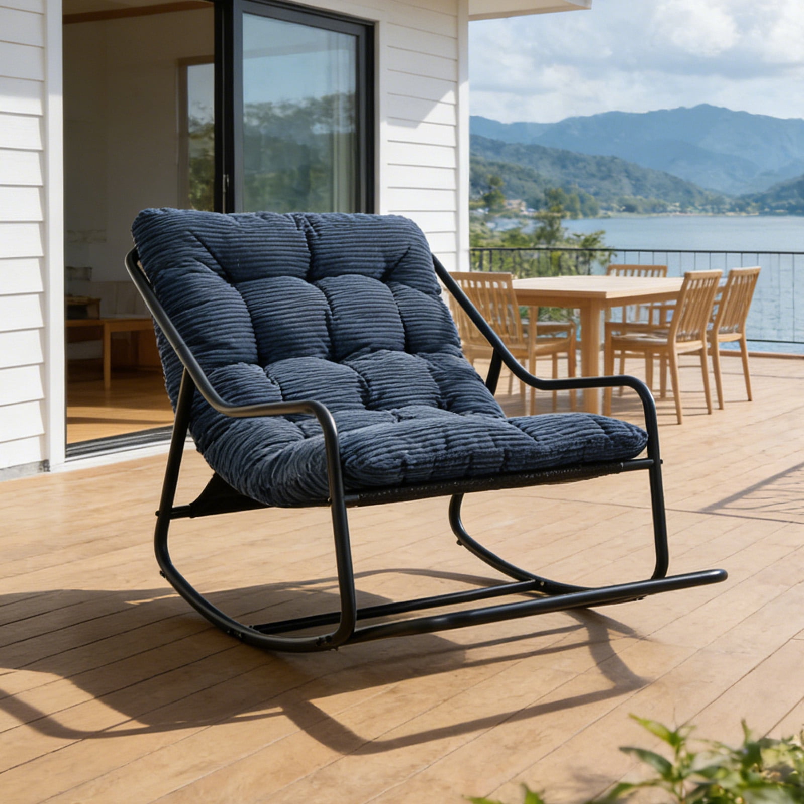 Homefun Outdoor Rocking Chair,Indoor Oversized Comfy Reading Chairs ...