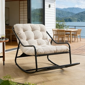Oversized Rocking Chairs for Patio and Garden in Gray and Black