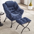 thumbnail image 1 of Homefun Lazy Chair with Foldable Ottoman,Upholstered Lounge Accent Chair for Reading,Armchair with Side Pocket, 1 of 10