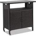 thumbnail image 1 of Homefun Outdoor Wicker Storage Cabinet Patio Bar Cart Prep Table Grill Station Movable Dining Cart Table Garden,Black, 1 of 7