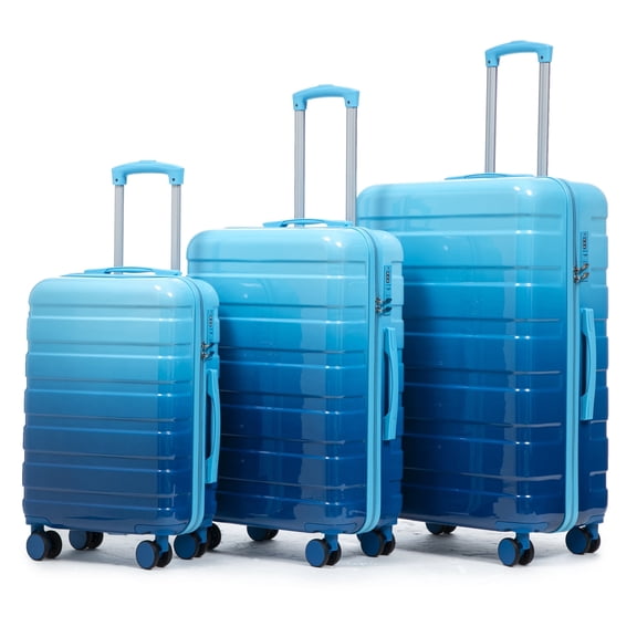 Homefun PC Spinner Wheel Luggage Sets 3pc 20"/24"/28",Carry on Suitcase,With Gradient Color and Combination Lock
