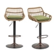 thumbnail image 1 of Homefun Rattan Bar Stools Set of 2 Adjustable Height 360 Swivel Low Back Stools with Footrest Breathable Linen Cushions, 1 of 7