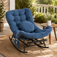 thumbnail image 1 of Homefun Rocking Chair with Thick Cushion Footrest,Indoor/outdoor Oversize Rocker Wicker Steel Chair(Blue), 1 of 6