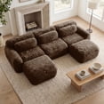 thumbnail image 1 of Homefun U-Shaped Boneless Sofa Modular with Chaise Free Combination High Density Sponge Deep Seat Design For Home Theater,Chocolate, 1 of 12