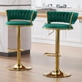thumbnail image 1 of Homefun Velvet Woven Bar Stools Set of 2, Modern Height Adjustable Swivel Barstools Counter Chairs with Back & Gold Metal Base for Pub, Kitchen, Cafe (Emerald), 1 of 10