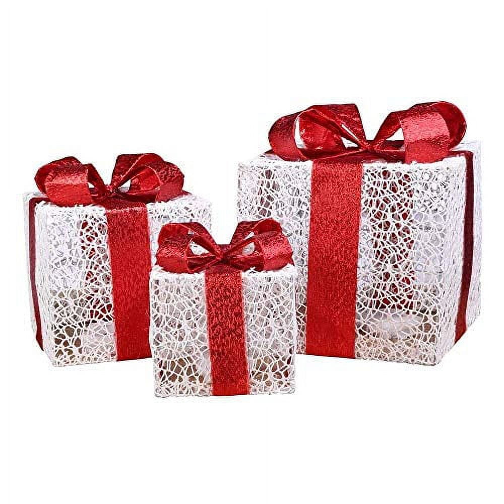 Homegear Christmas Set of 3 Prelit Gift Present Boxes with 60 LED