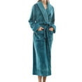 thumbnail image 1 of Defitshape Women's Flannel Bath Robe Long Full Length Pockets Belted Spa Bathrobe Fleece Plush Winter Warm Dark Green Medium, 1 of 5