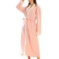 thumbnail image 1 of Homegro Women's Flannel Long Bath Robe Fleece Fuzzy Plush Bathrobe Full Length Winter Warm Pocket Pink Medium, 1 of 3