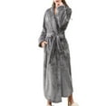 thumbnail image 1 of Homegro Women's Long Robe Fuzzy Plush Spa Bath Robes Fleece Winter Warm Full Length Pockets Belted Grey Large, 1 of 5