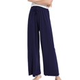 thumbnail image 1 of Homegro Women's Pajama Bottoms Elastic Waist Sleep Pants Pj Straight Leg Solid Drawstring Soft Lightweight Navy Medium, 1 of 4