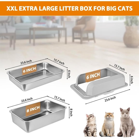 Homegroove Stainless Steel Sifting Litter Box for Pine Pellets