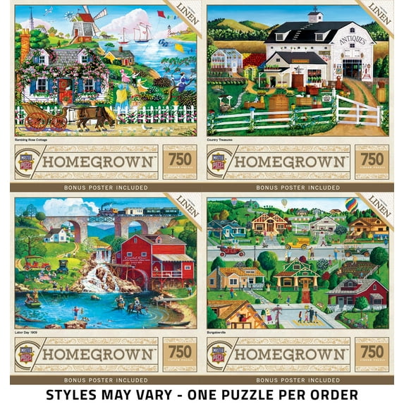 Masterpieces 750 Pieces Homegrown Assortment Interlocking Jigsaw Puzzle for Adults with 4 Unique Styles to Choose